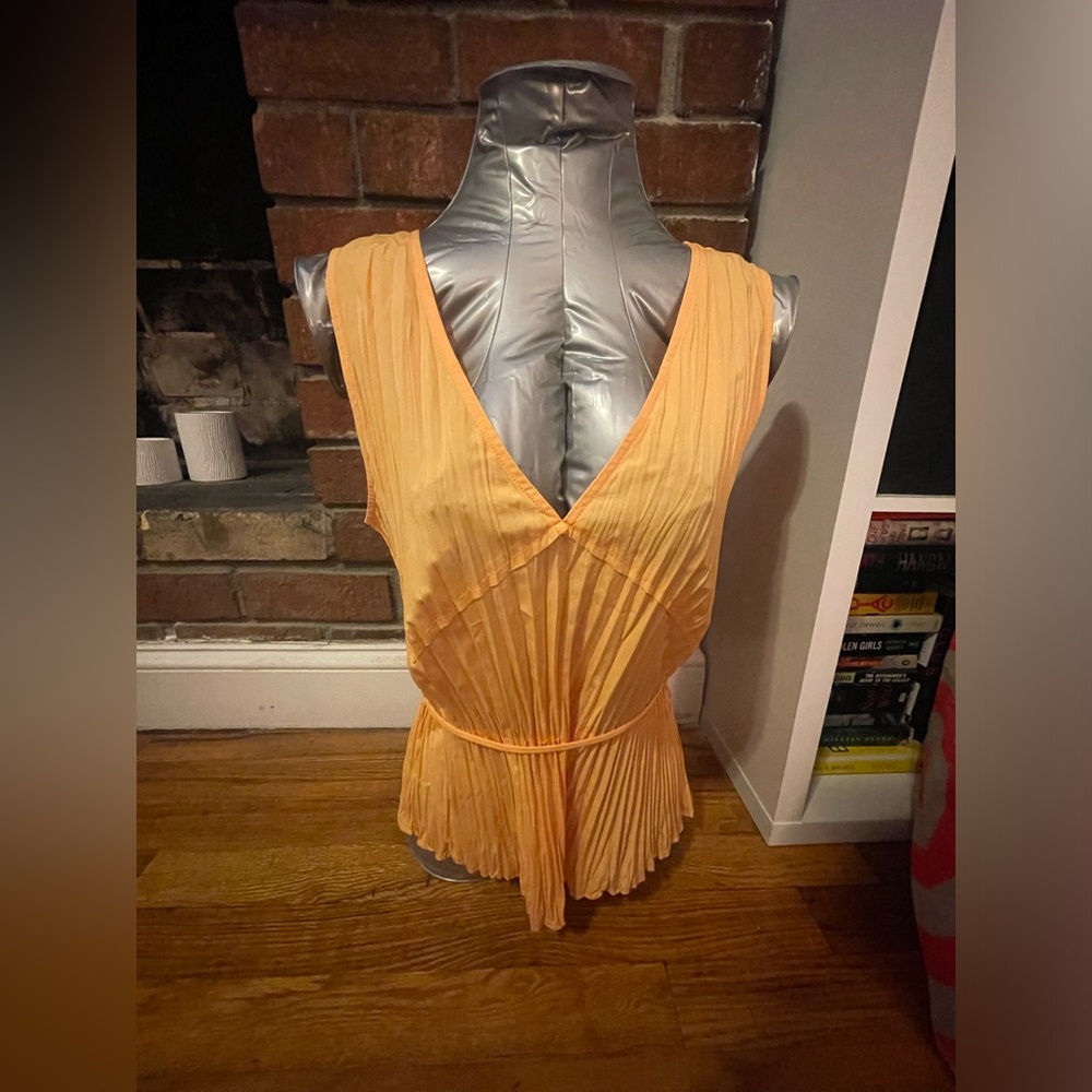 Vince crushed double v neck orange top